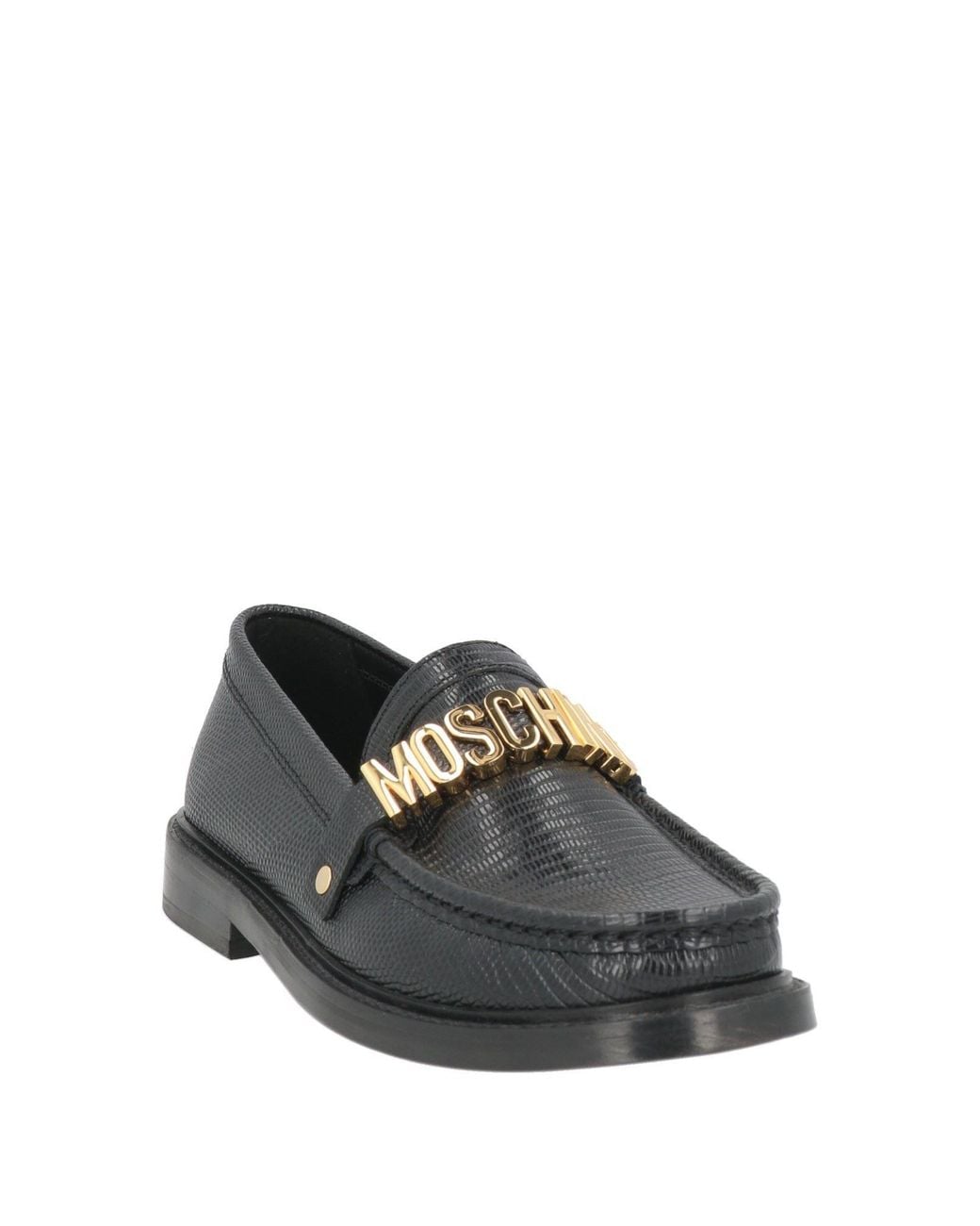 Moschino Gray Loafers Calfskin