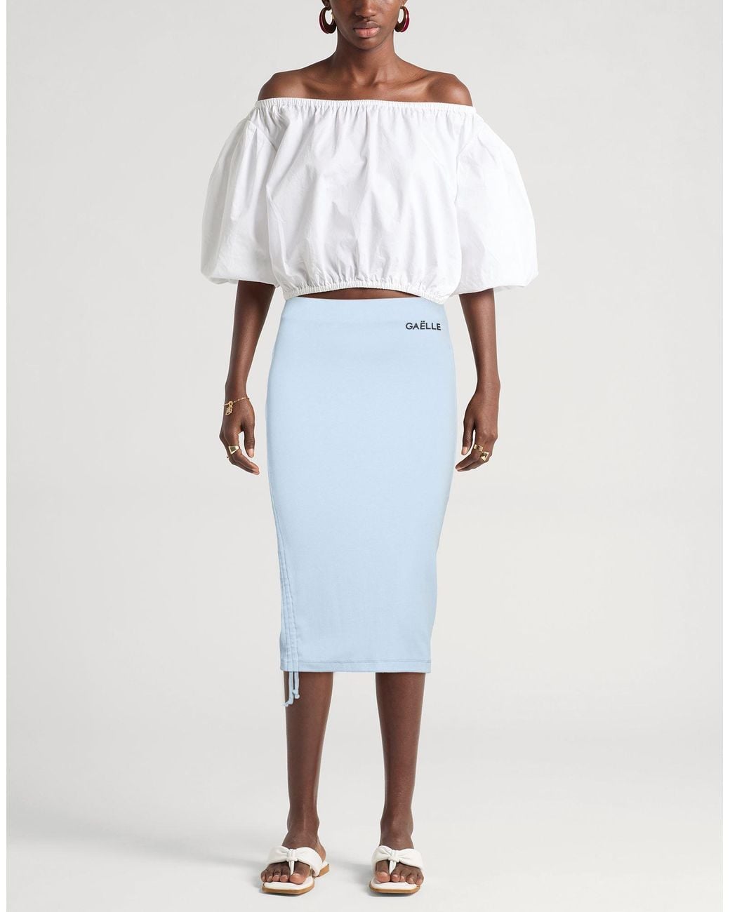 Gaelle Paris Blue Midi Skirt