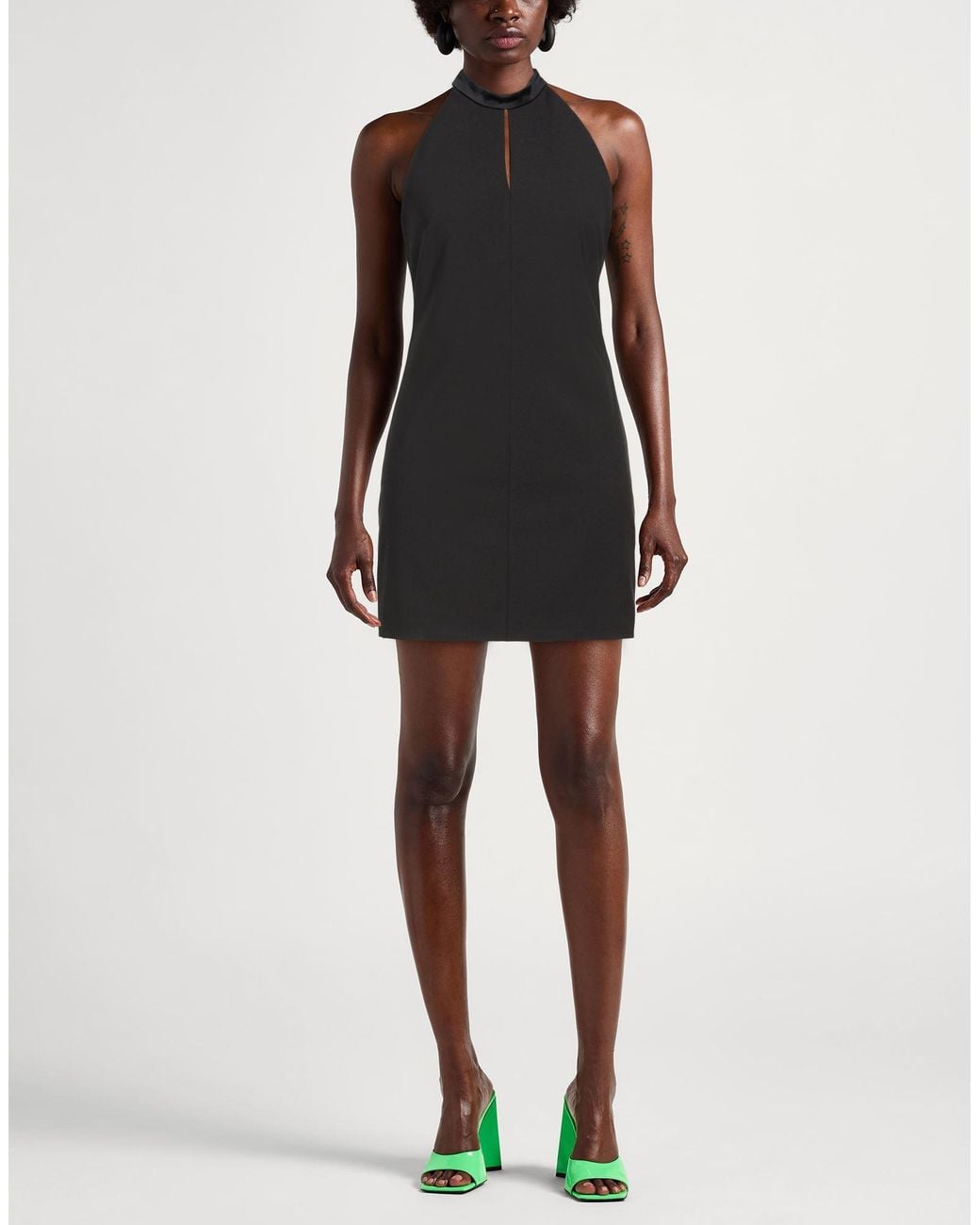 Dondup Black Mini Dress Polyester, Virgin Wool, Elastane
