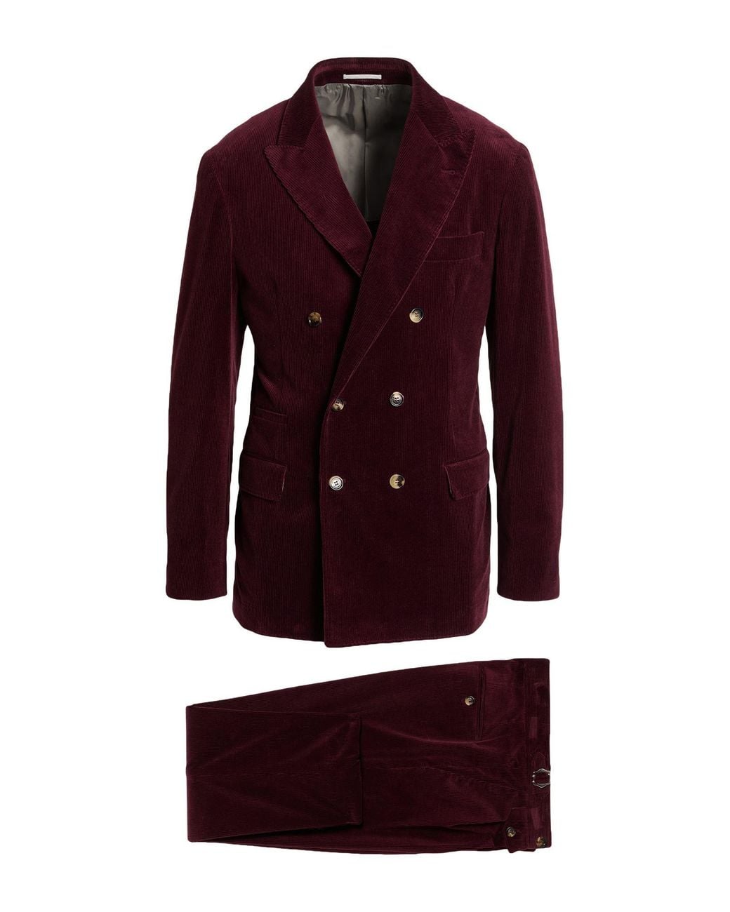 Brunello Cucinelli Red Burgundy Suit Cotton, Cashmere, Elastane for men