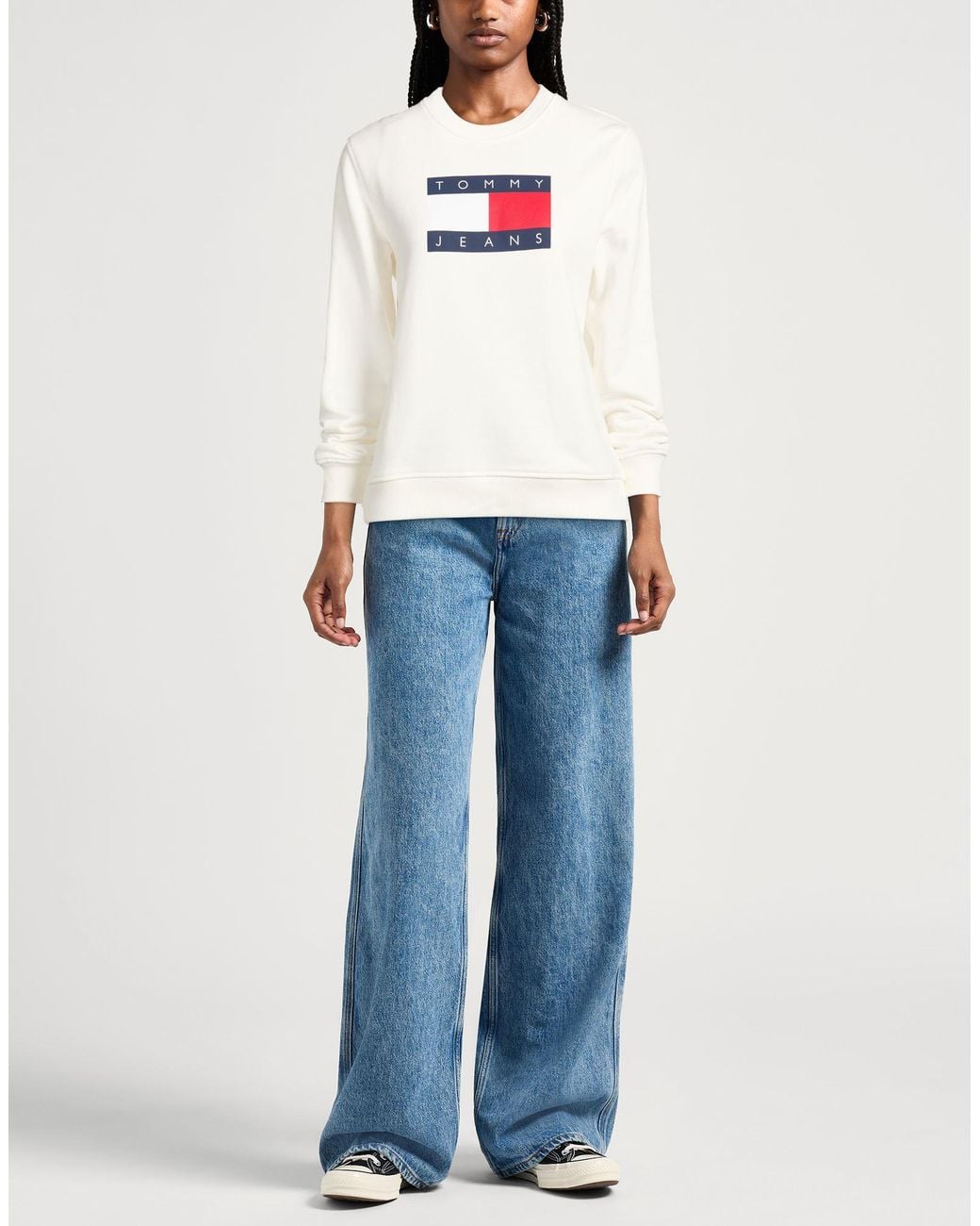 Tommy Hilfiger White Ivory Sweatshirt Cotton