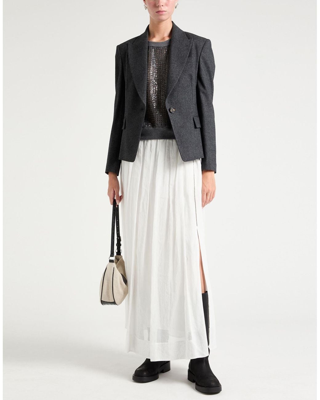 Brunello Cucinelli Black Lead Blazer Virgin Wool, Viscose, Polyester, Polyamide, Elastane