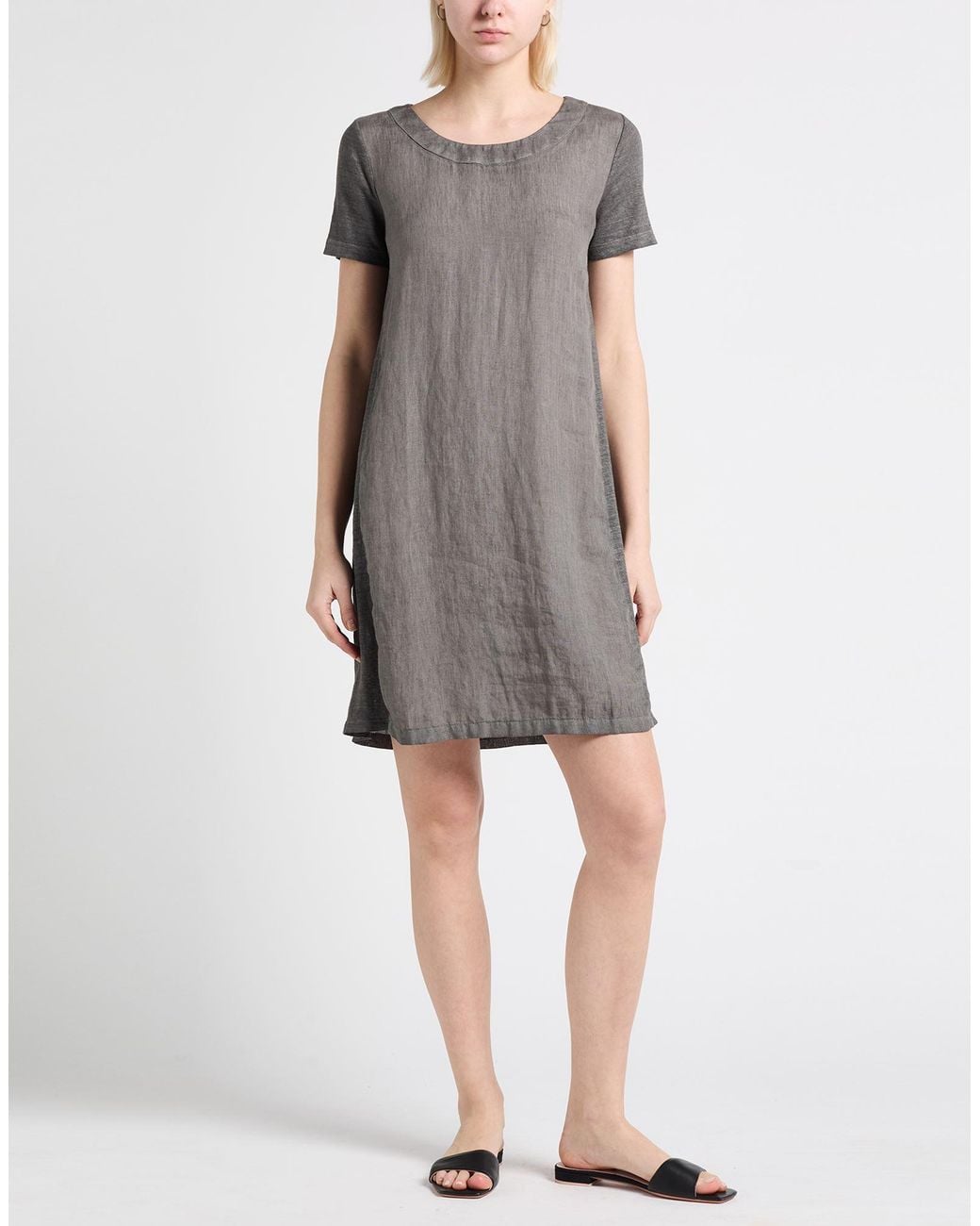 120% Lino Gray Mini Dress Linen