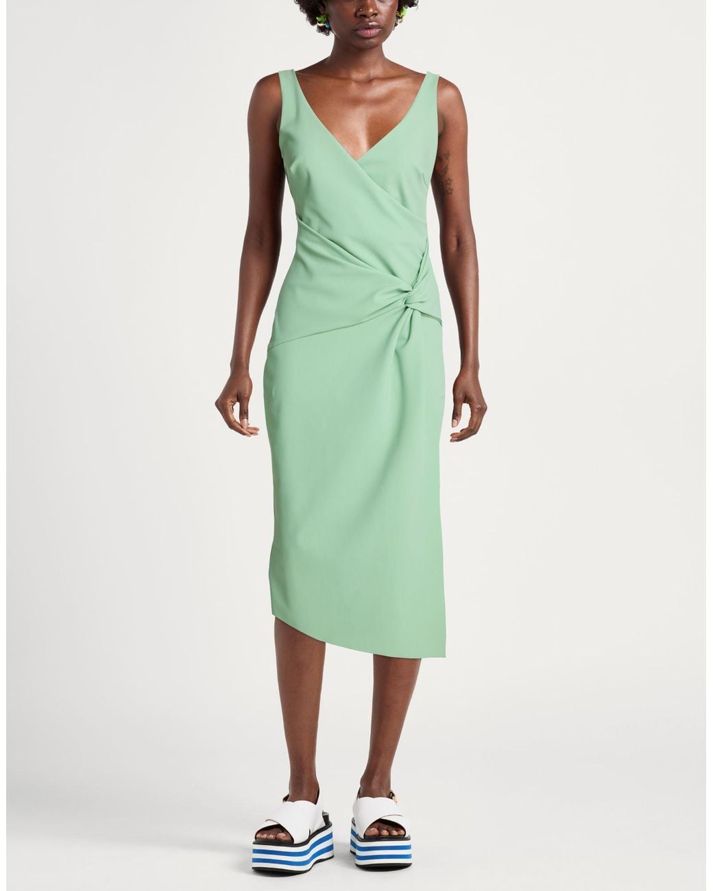La Petite Robe Di Chiara Boni Green Midi Dress Polyamide, Elastane