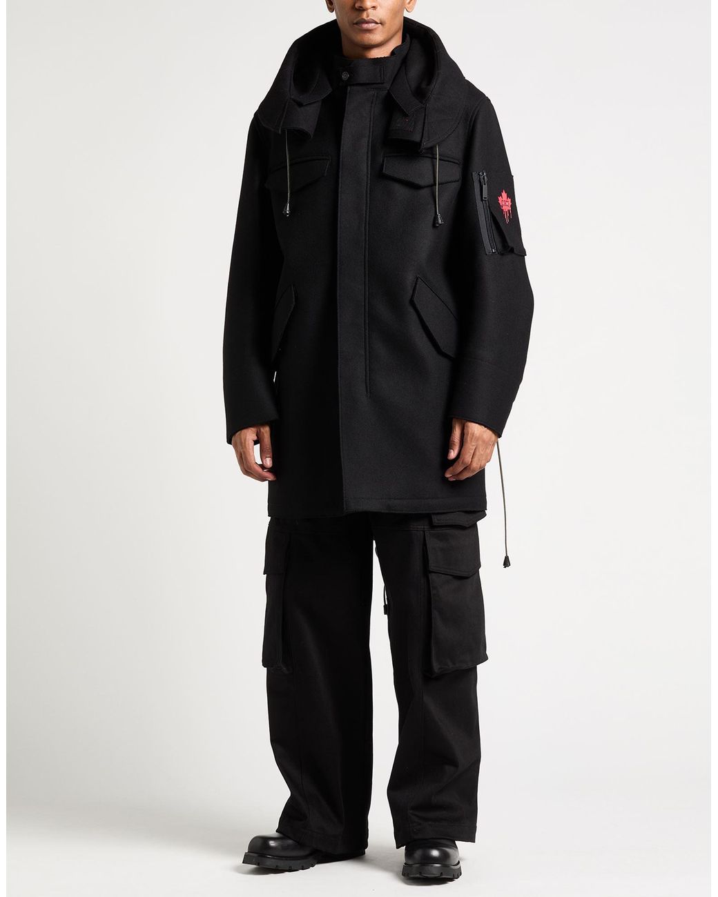 DSquared² Black Coat Virgin Wool, Polyamide, Elastane for men