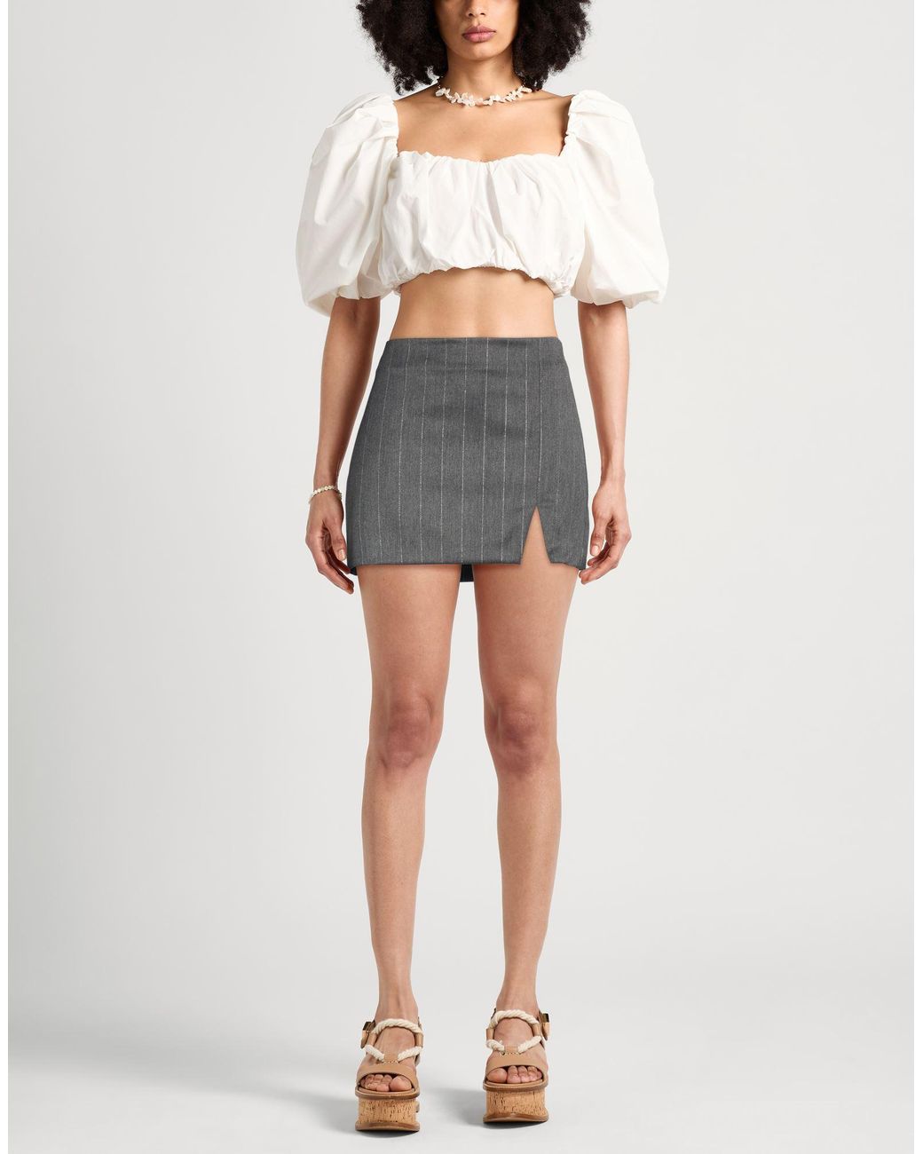 Gaelle Paris Gray Mini Skirt Polyester, Rayon, Elastane