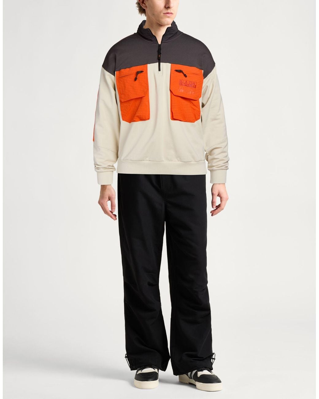Napapijri Orange Sweatshirt Polyester, Wool, Hemp, Elastane for men