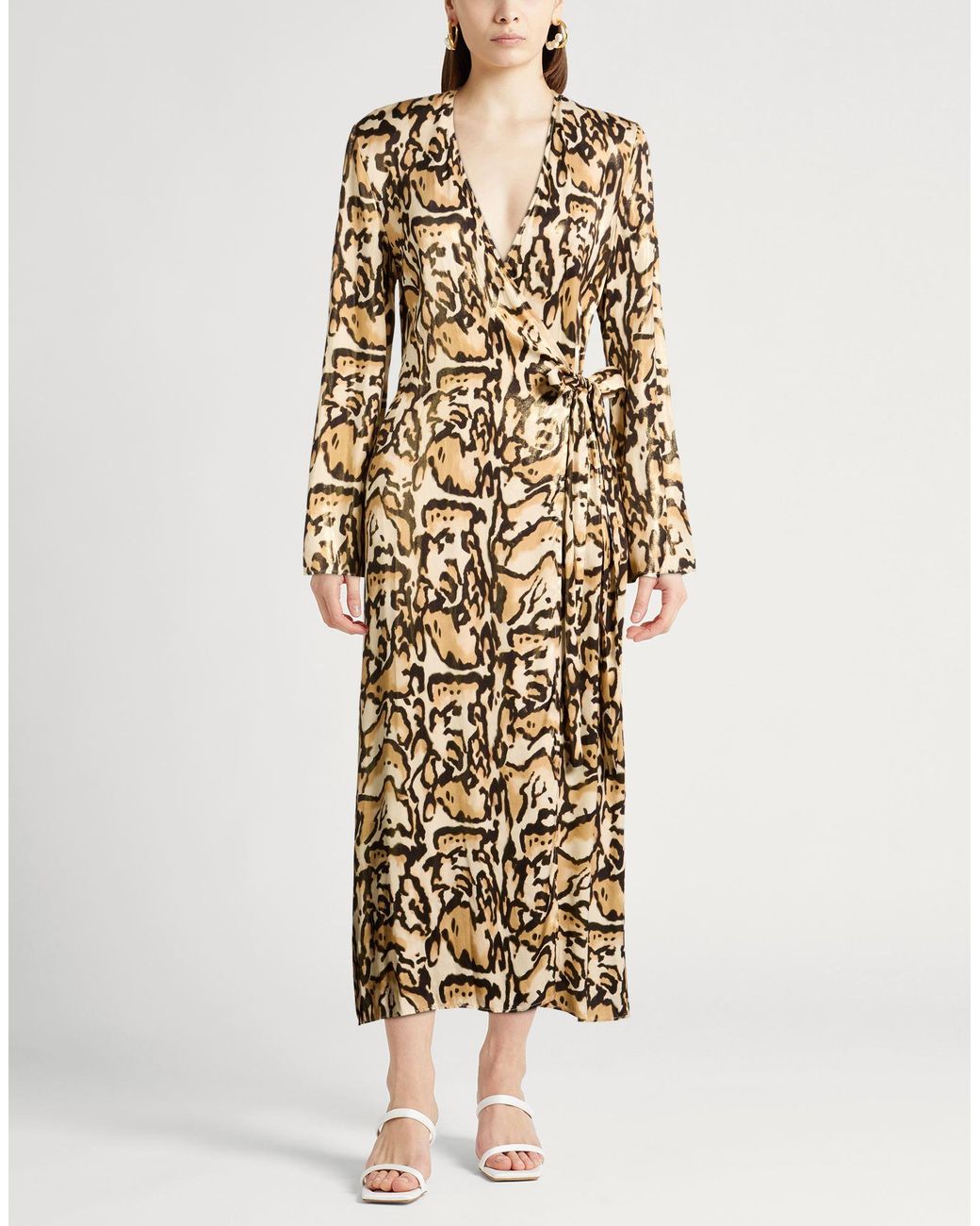 Jucca Metallic Cream Maxi Dress Viscose