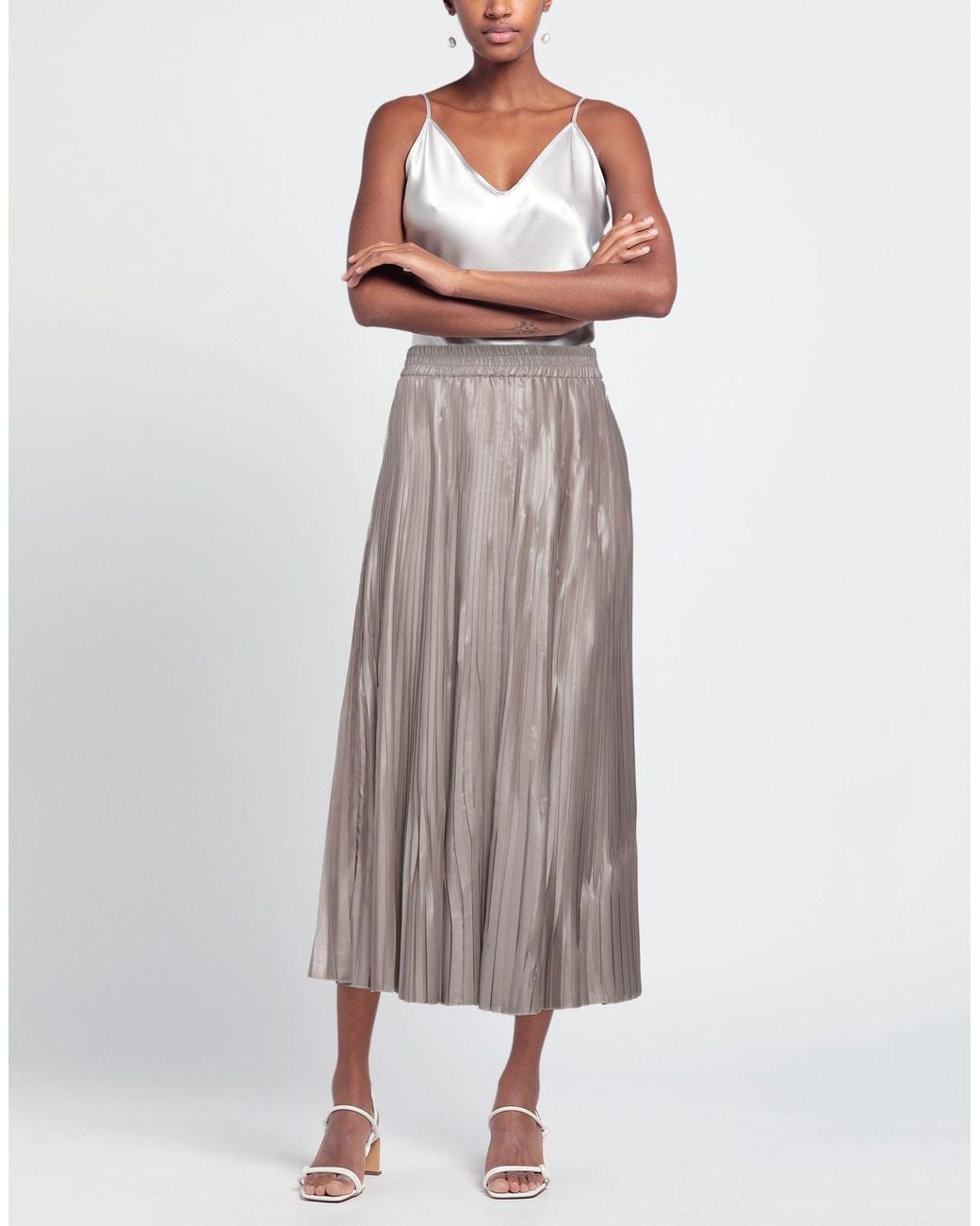 SEVENTY VENEZIA Gray Midi Skirt Polyester