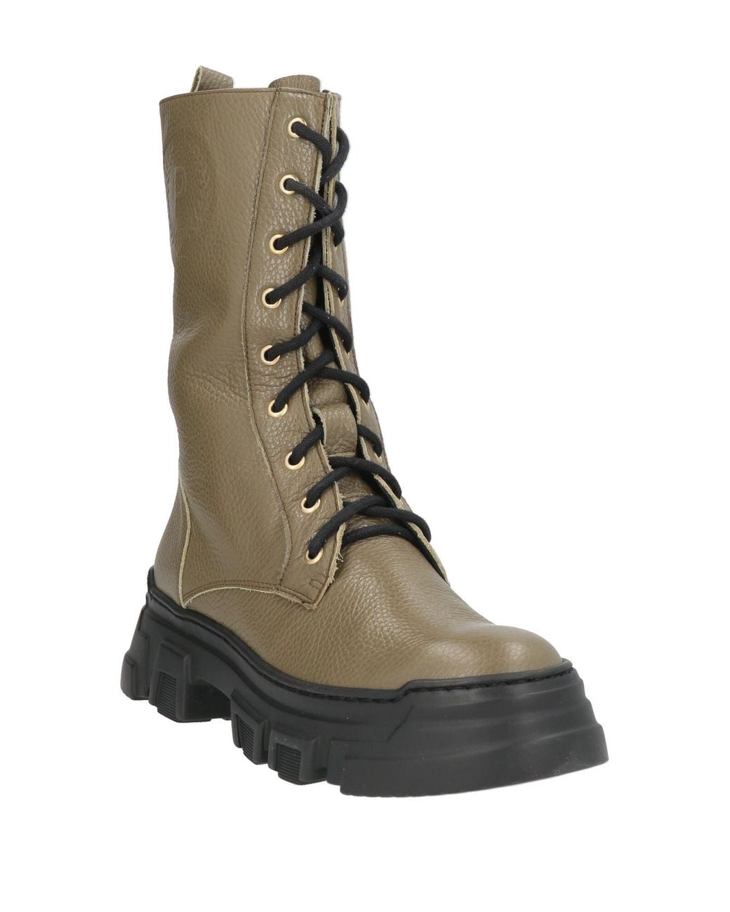 Pollini Green Military Ankle Boots Leather