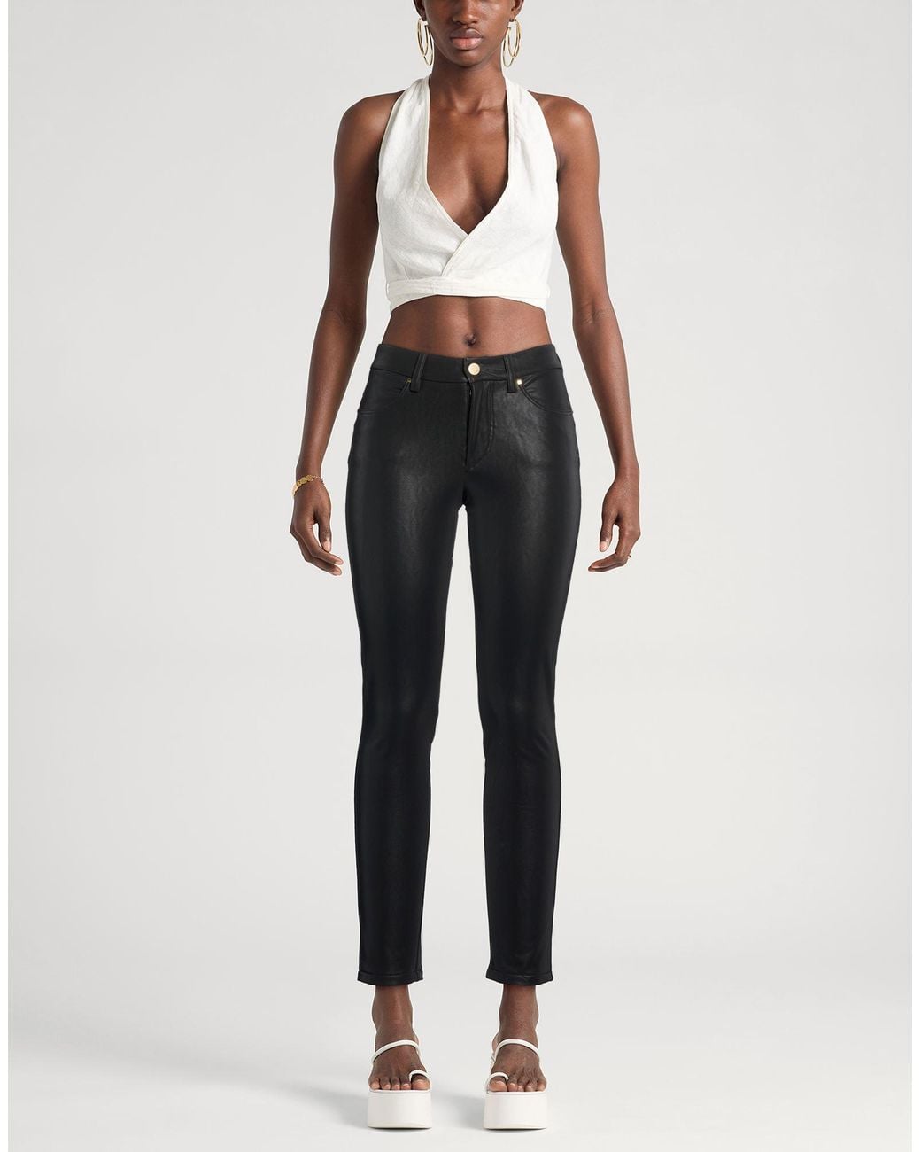 Angelo Marani Black Pants Polyester, Elastane
