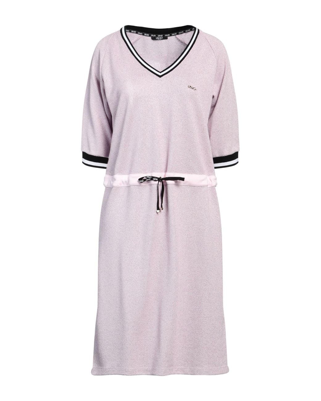 Liu Jo Pink Midi Dress Viscose, Polyester, Cotton, Elastane