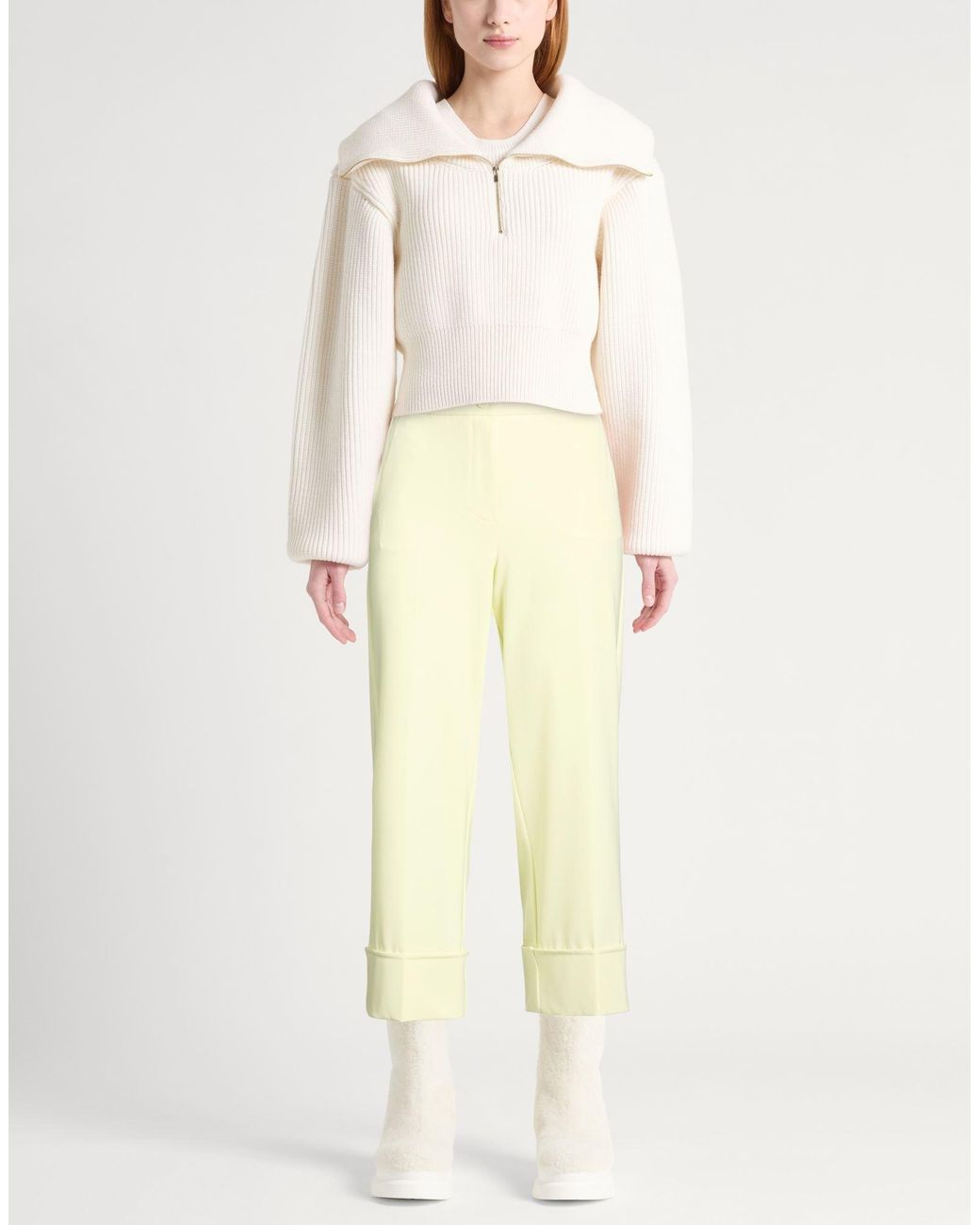 Marella Yellow Pastel Pants Polyester, Elastane