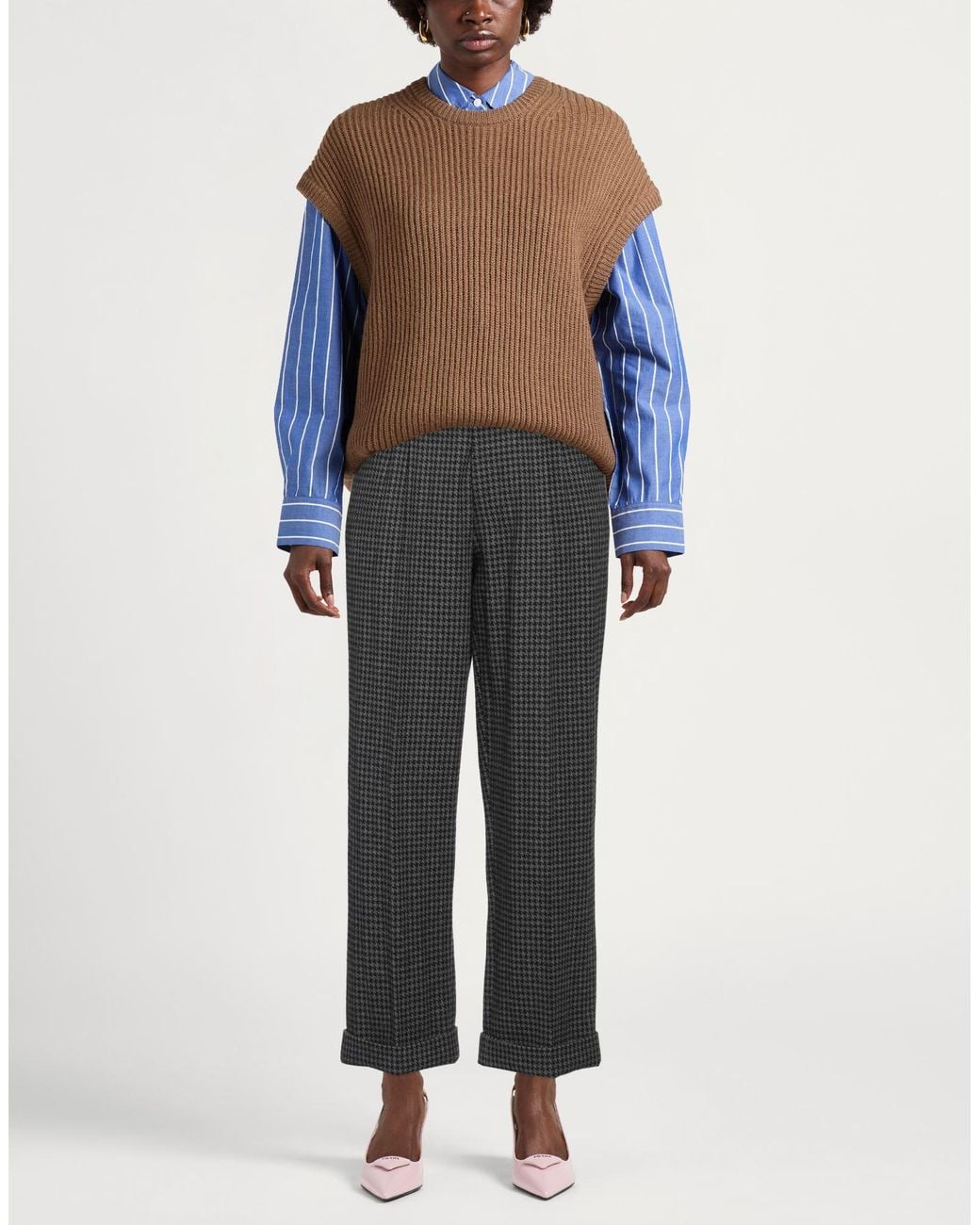 Nanushka Gray Pants Recycled Polyester, Wool