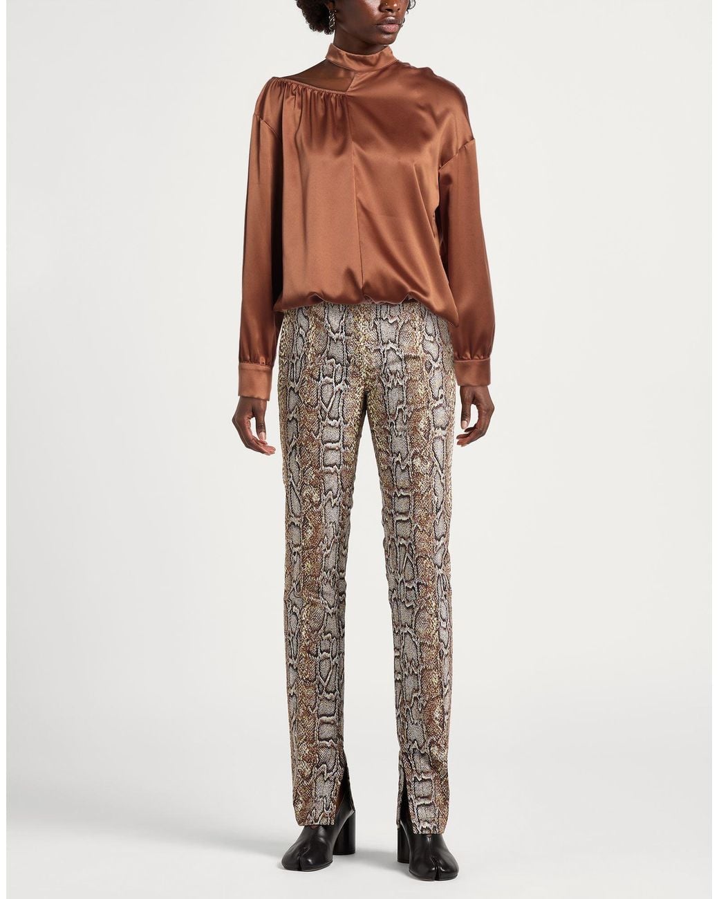 Cristinaeffe Brown Top Polyester, Elastane