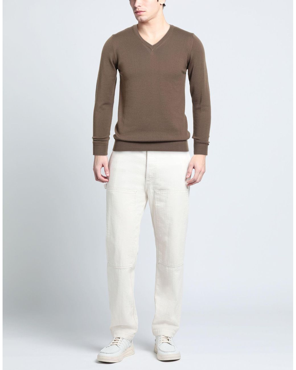 Jeordie's Brown Khaki Sweater Merino Wool for men