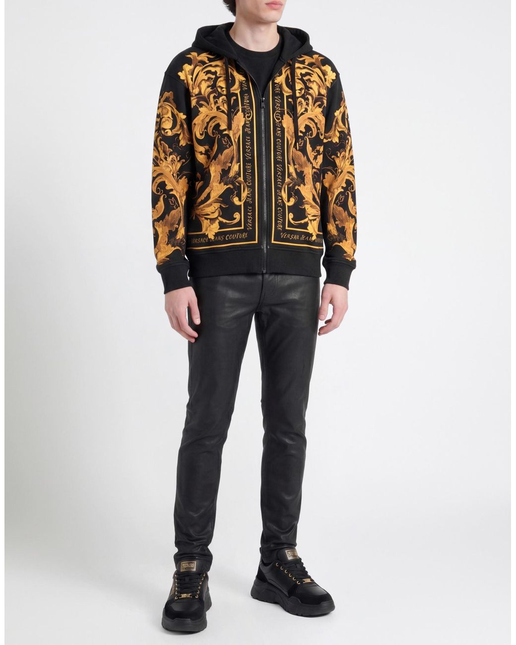 Versace Jeans Couture Black Sweatshirt Cotton, Elastane for men