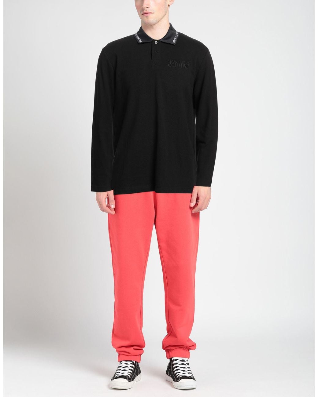 Versace Jeans Couture Black Polo Shirt Cotton for men
