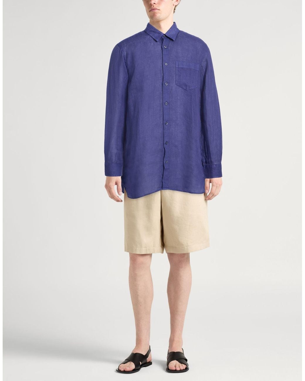 120% Lino Blue Shirt Linen for men