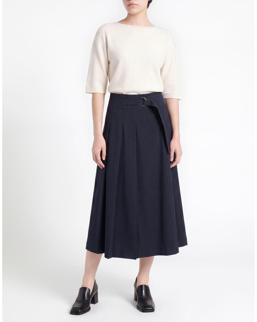 Peserico Blue Midi Skirt Polyester, Wool, Elastane