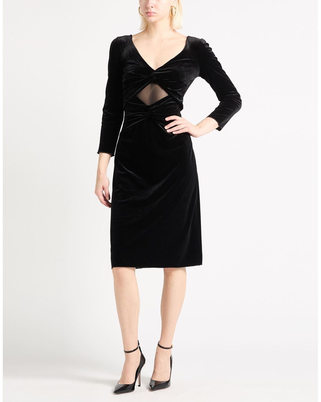 Armani Collezioni Black Midi Dress Polyester, Elastane