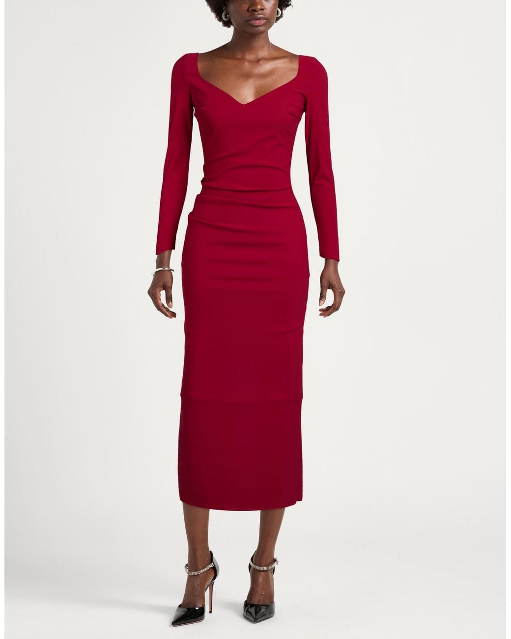 La Petite Robe Di Chiara Boni Red Brick Midi Dress Polyamide, Elastane