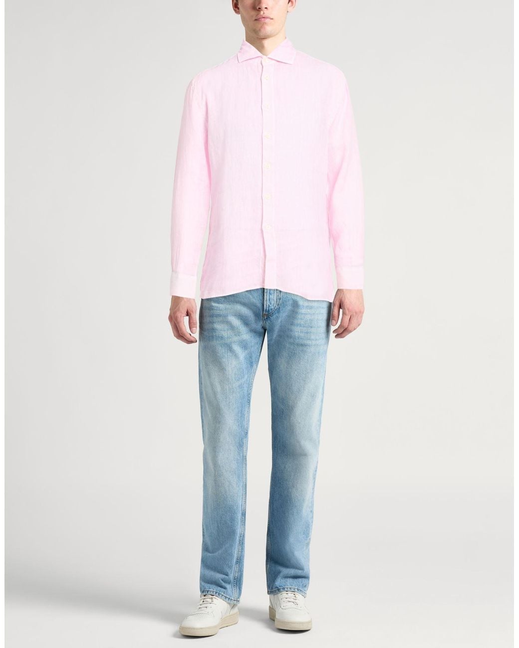 120% Lino Pink Shirt for men