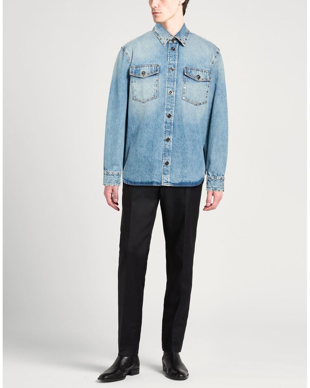 Versace Blue Denim Outerwear Cotton for men
