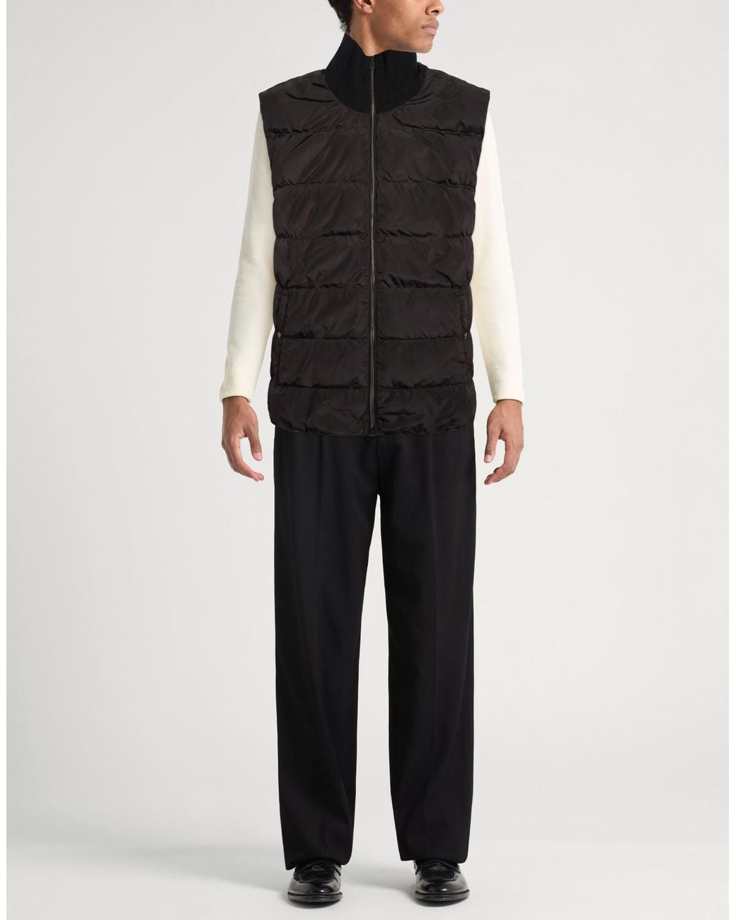 Herno Black Vest Virgin Wool, Polyester for men