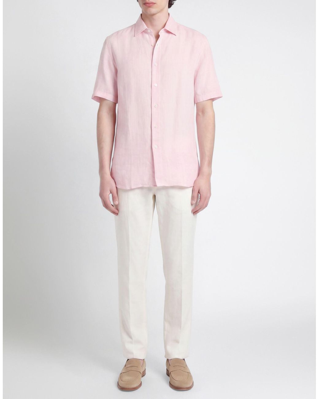120% Lino Pink Shirt Linen for men