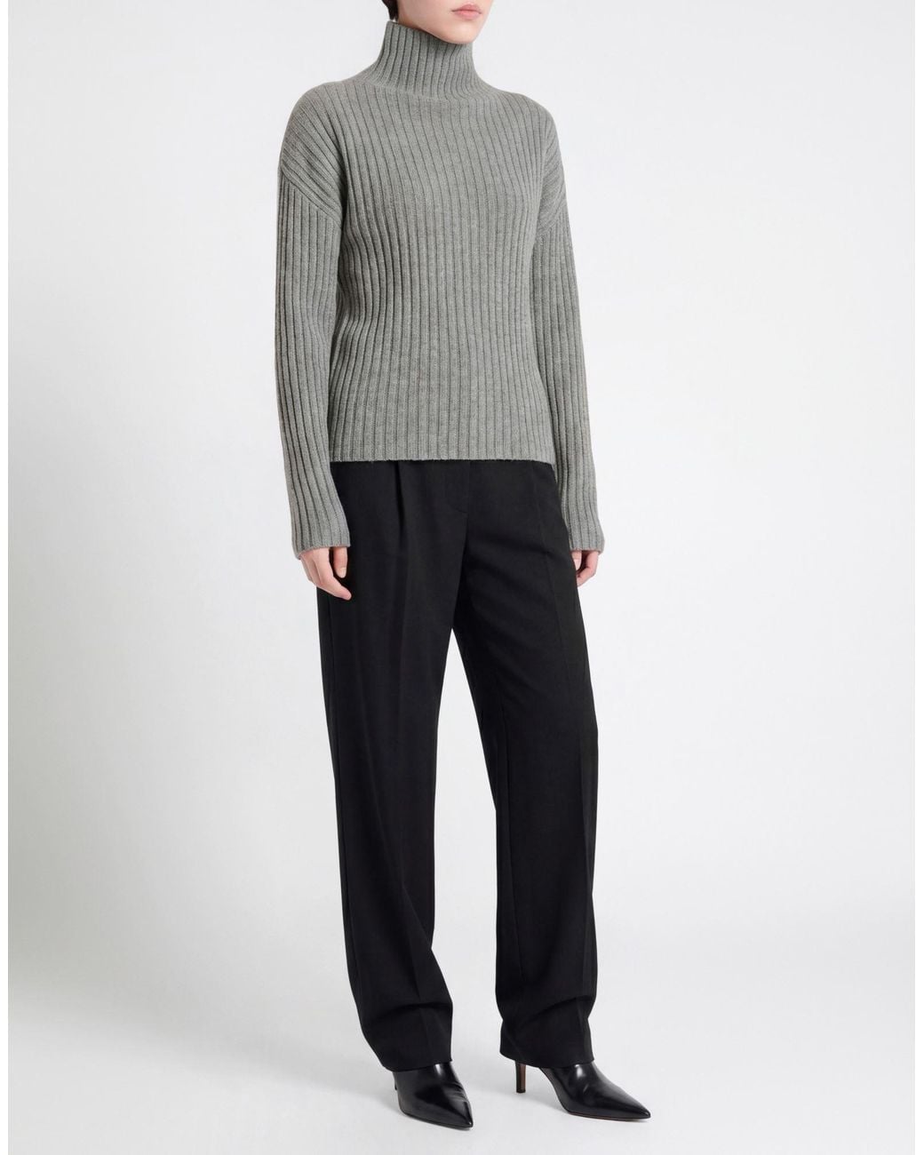 Victoria Beckham Gray Light Turtleneck Wool, Polyamide