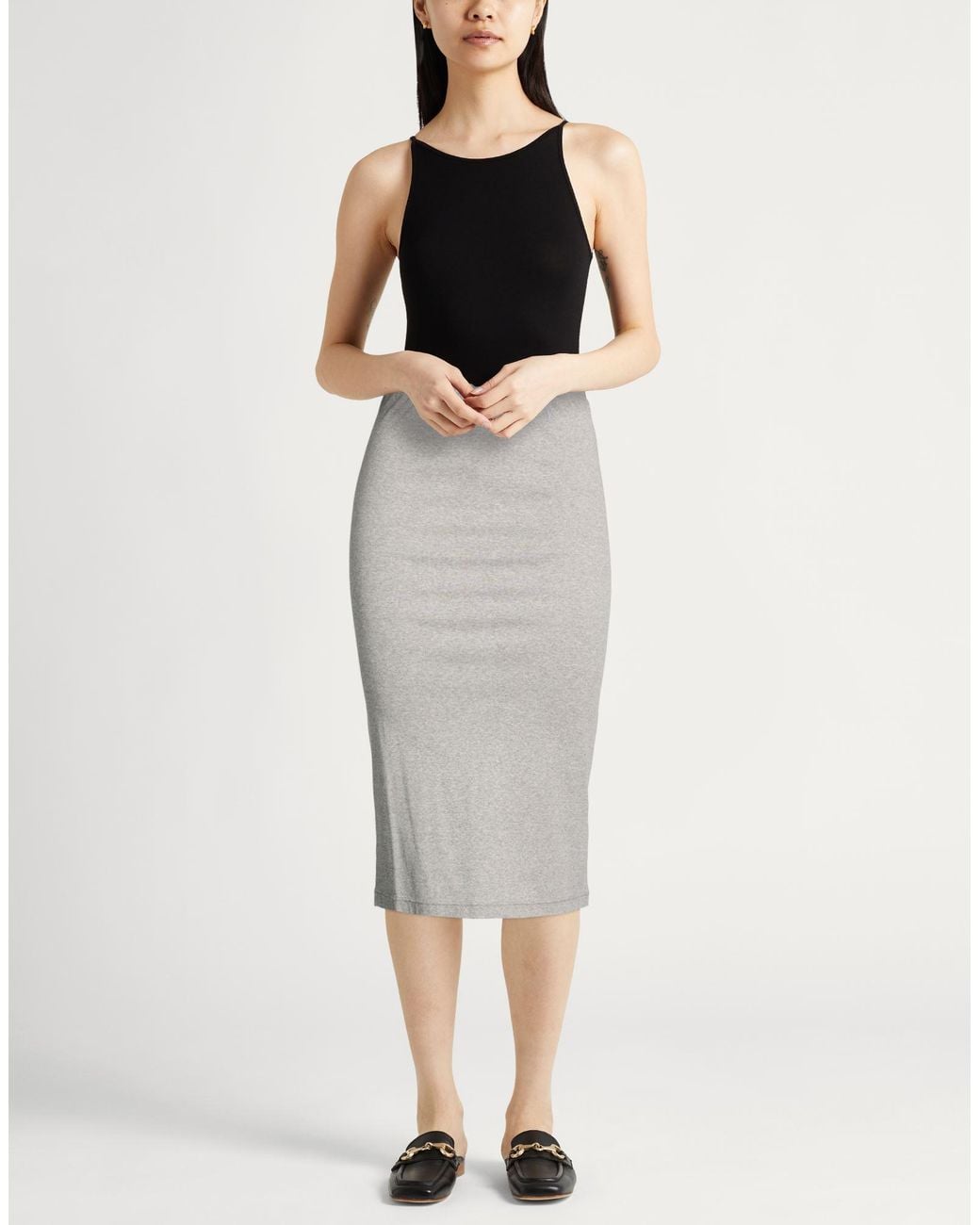 Jil Sander Gray Midi Skirt Cotton
