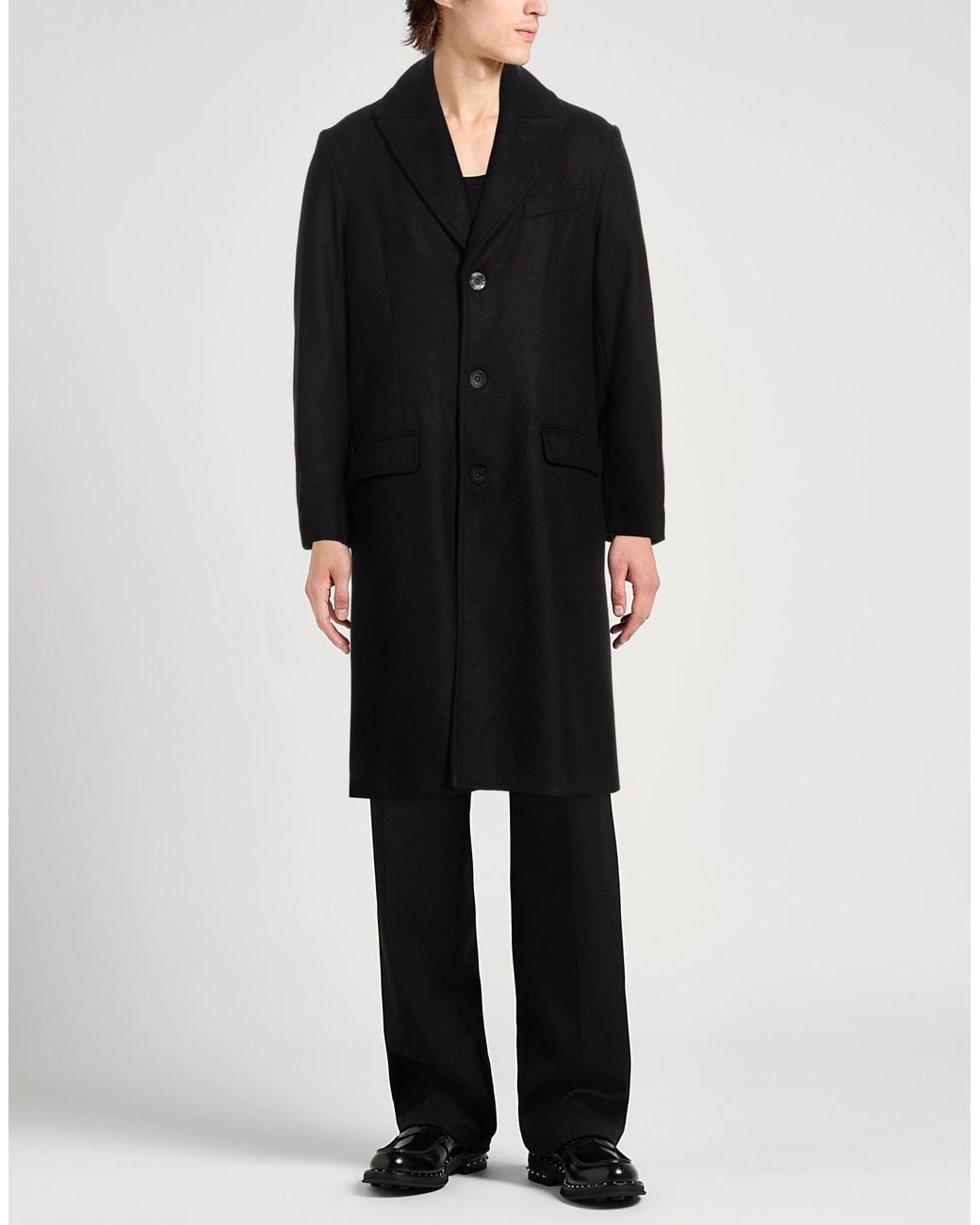 Messagerie Black Coat Virgin Wool, Polyamide, Wool for men