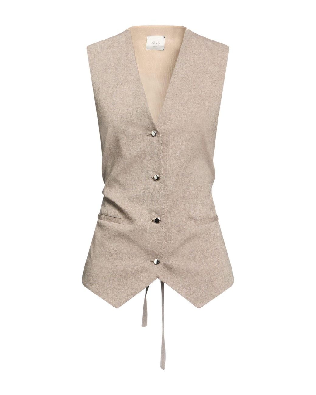 Alysi Natural Crème Khaki Tailored Vest Viscose, Cotton