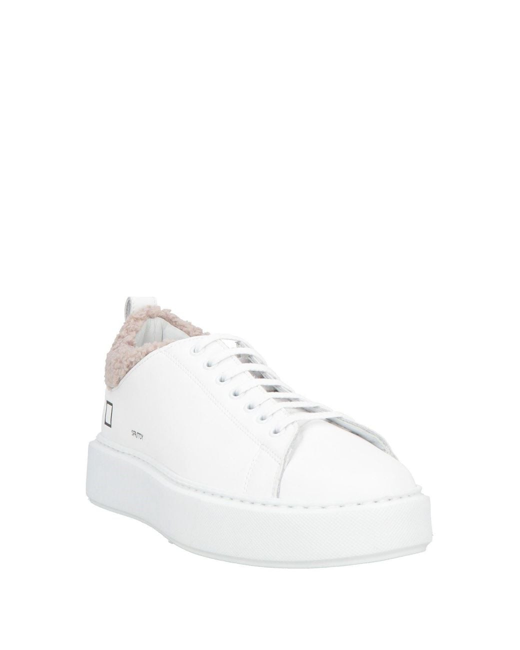 Date White Sneakers Leather, Textile Fibers