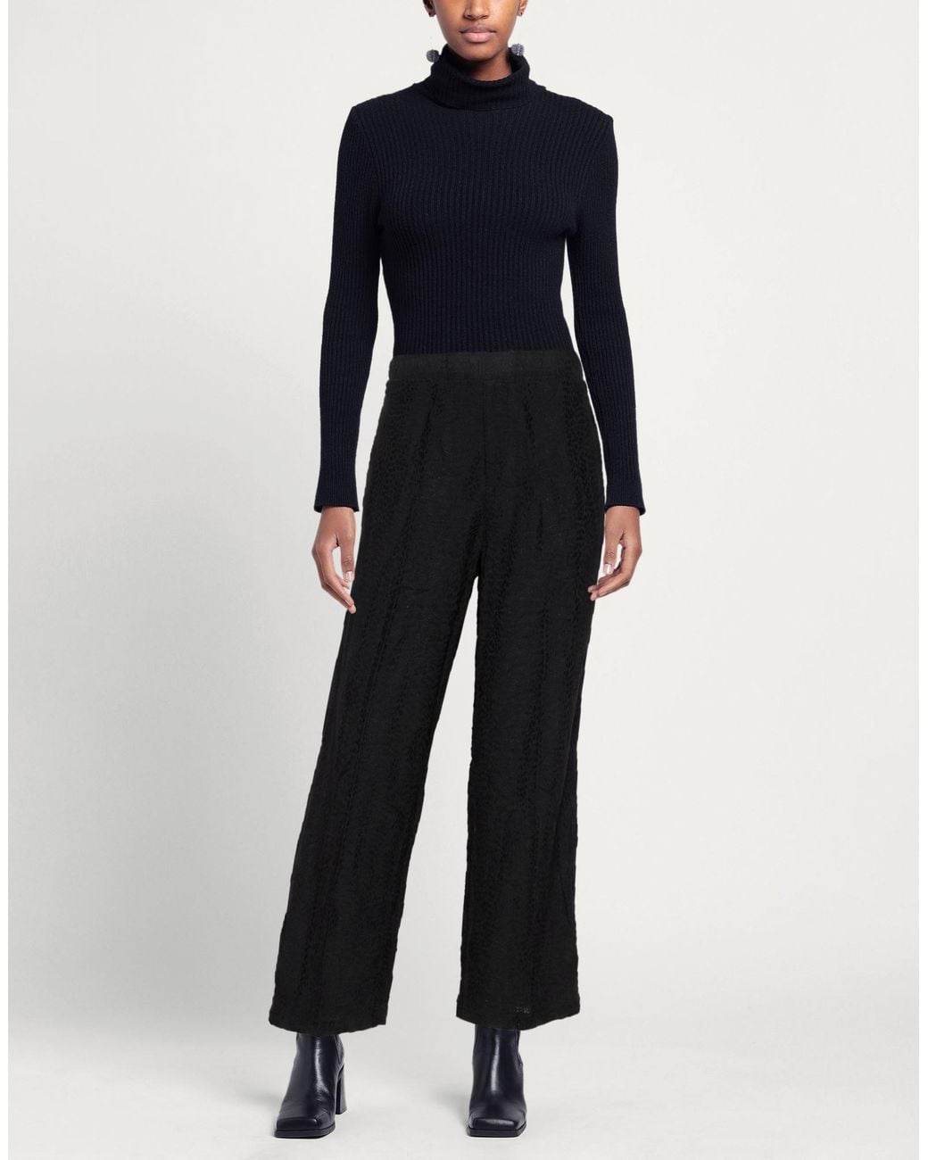 European Culture Black Pants Viscose, Cotton
