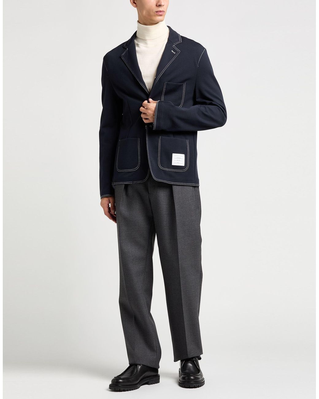 Thom Browne Blue Blazer Wool, Polyamide, Elastane for men