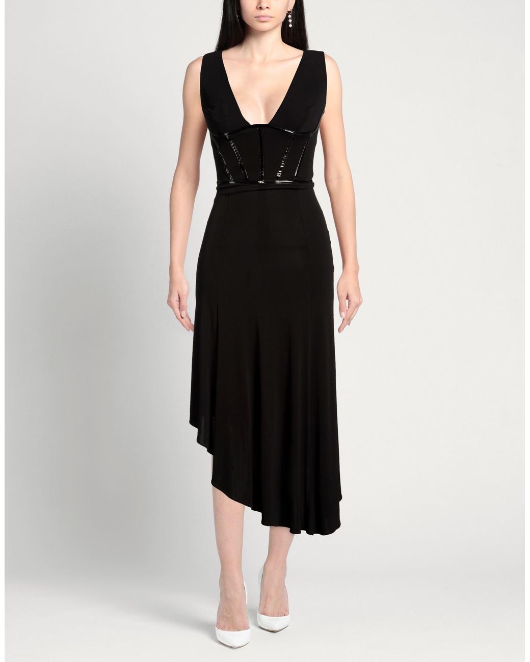 Elisabetta Franchi Black Midi Dress Viscose