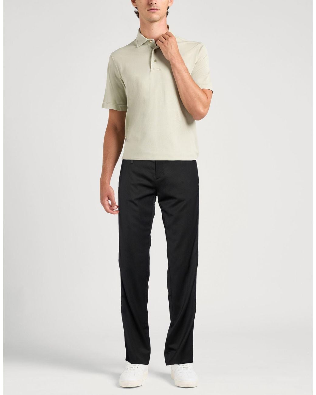 Frankie Morello Black Pants Virgin Wool, Polyester, Elastane for men