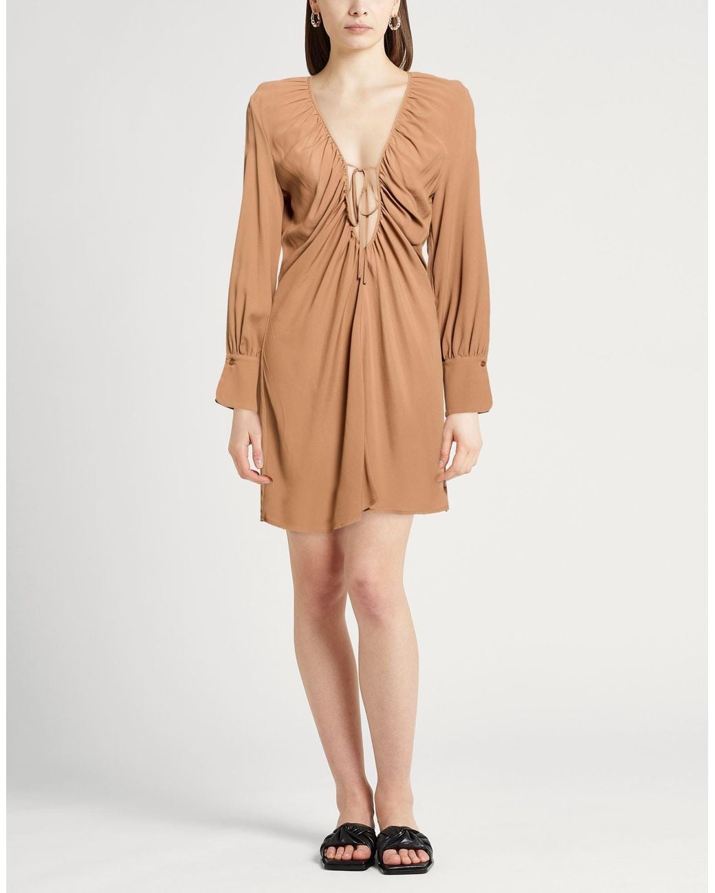 Semicouture Natural Mini Dress Acetate, Silk
