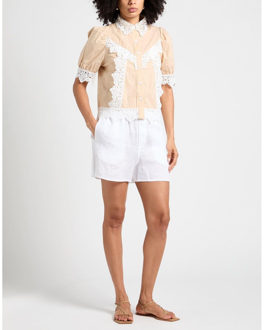 RIVIERA ATTIRE White Shorts & Bermuda Shorts Linen