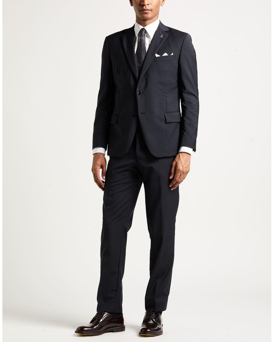 Paoloni Blue Suit Virgin Wool for men