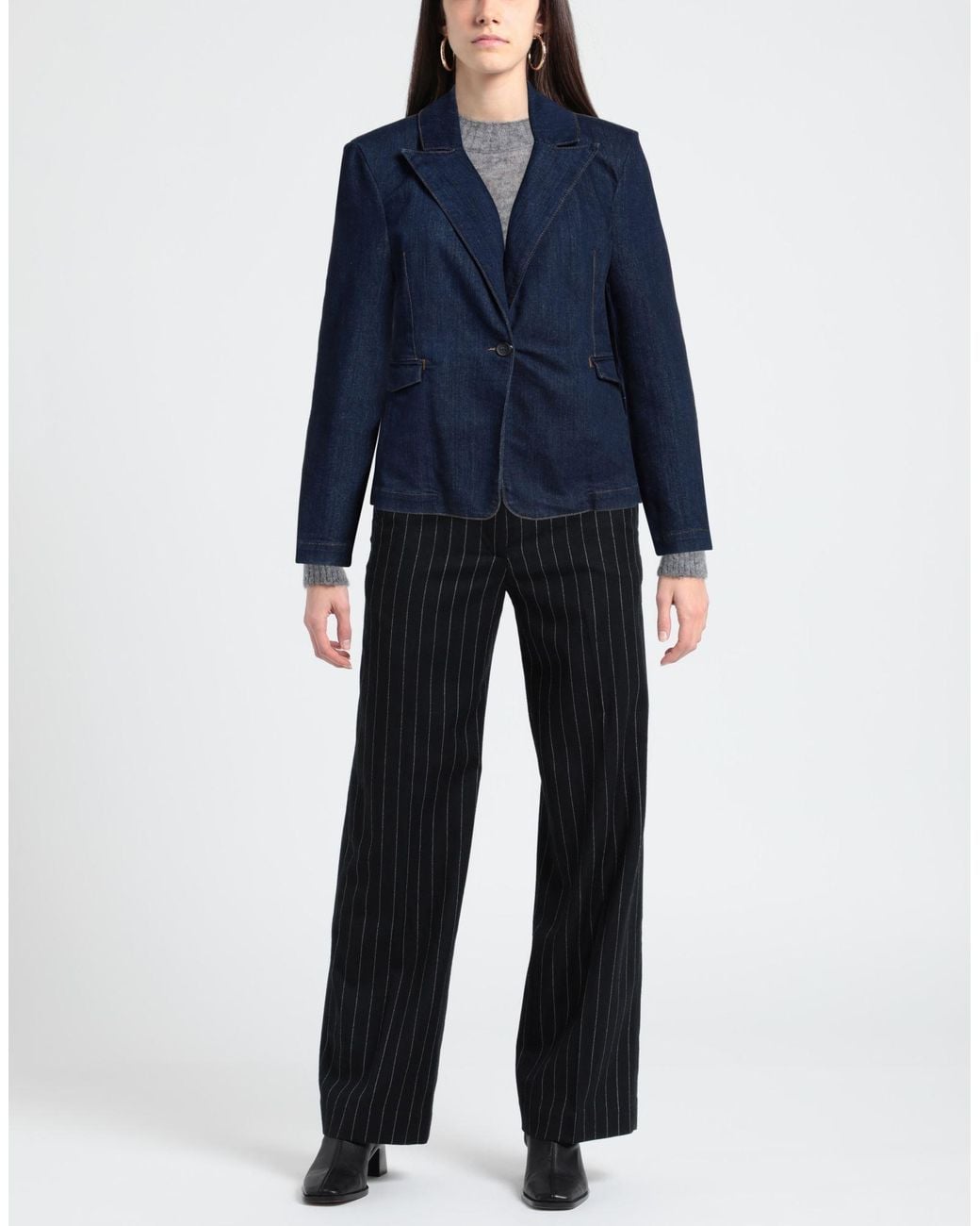Patrizia Pepe Blue Blazer Cotton, Polyester, Polyamide, Elastane