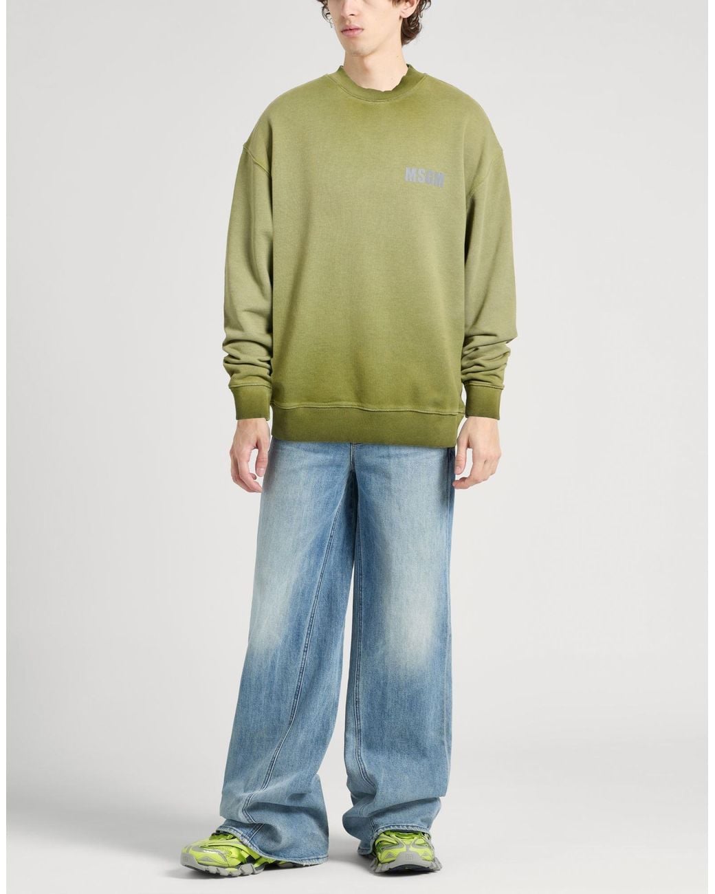 MSGM Green Military Sweatshirt Cotton for men