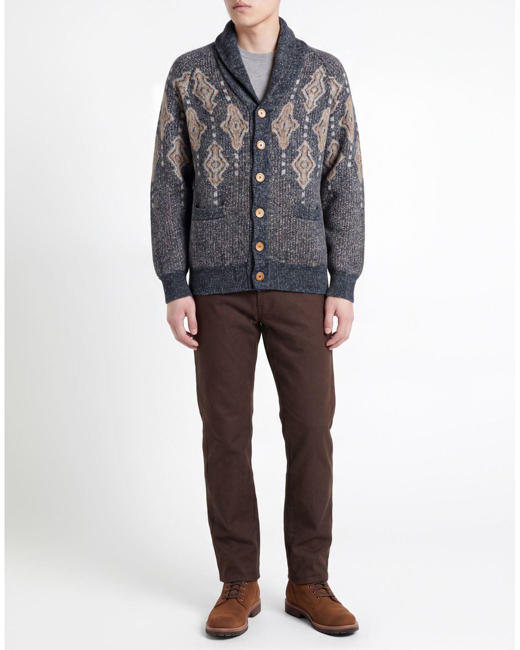 Brunello Cucinelli Gray Cardigan Alpaca Wool, Cotton, Polyamide, Wool for men