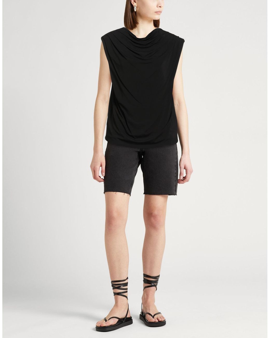 FEDERICA TOSI Black Top Viscose, Elastane