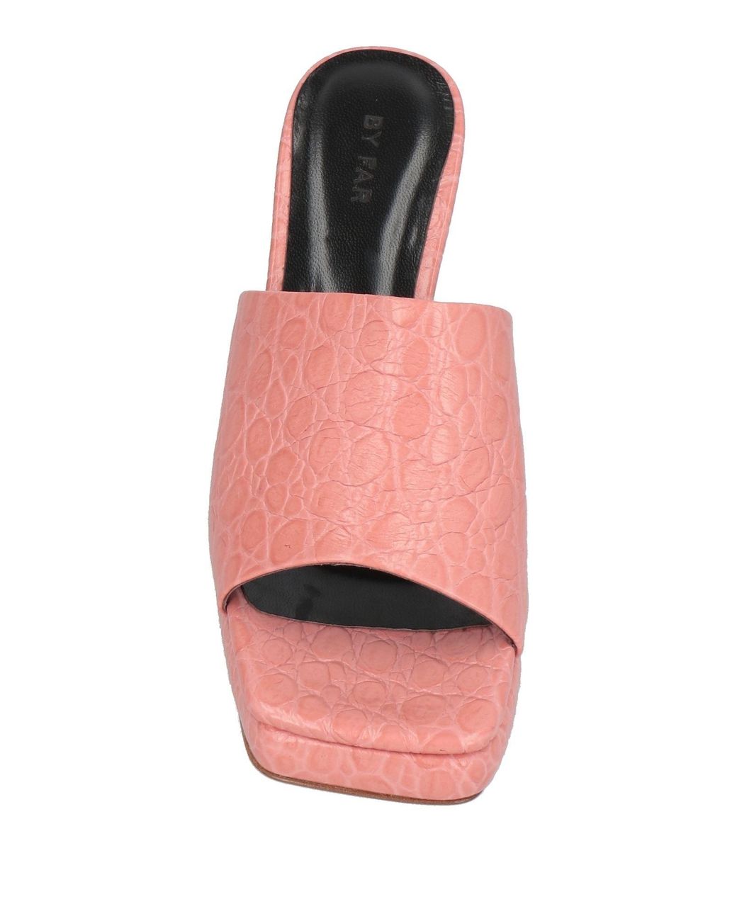 By Far Pink Crocodile-Print Leather Square-Toe Sandals