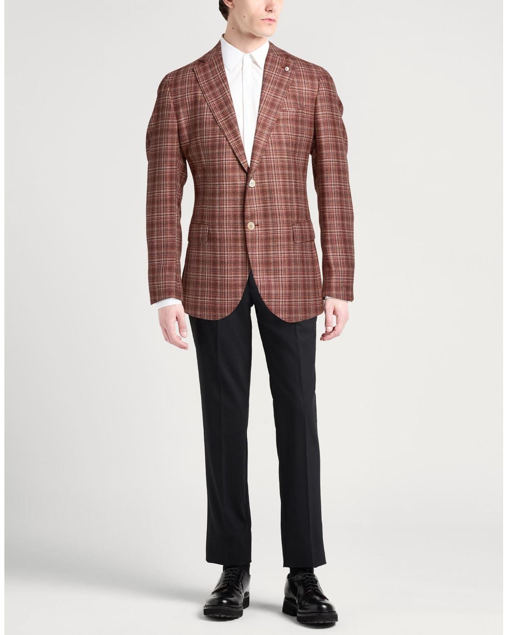 L.b.m. 1911 Brown Blazer Silk, Wool for men