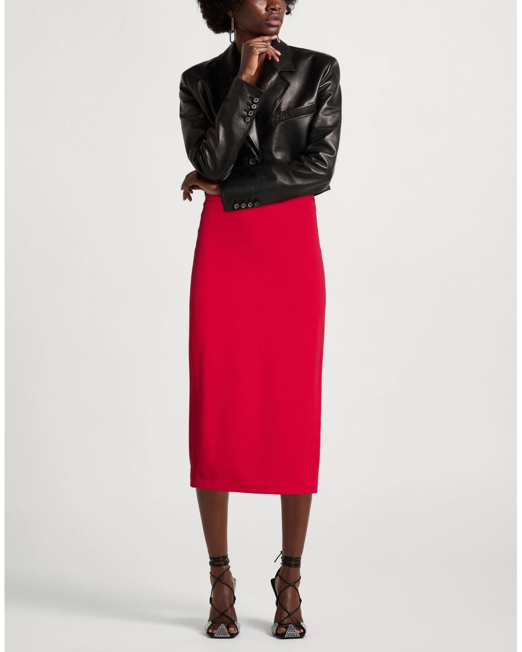 Haveone Red Midi Skirts