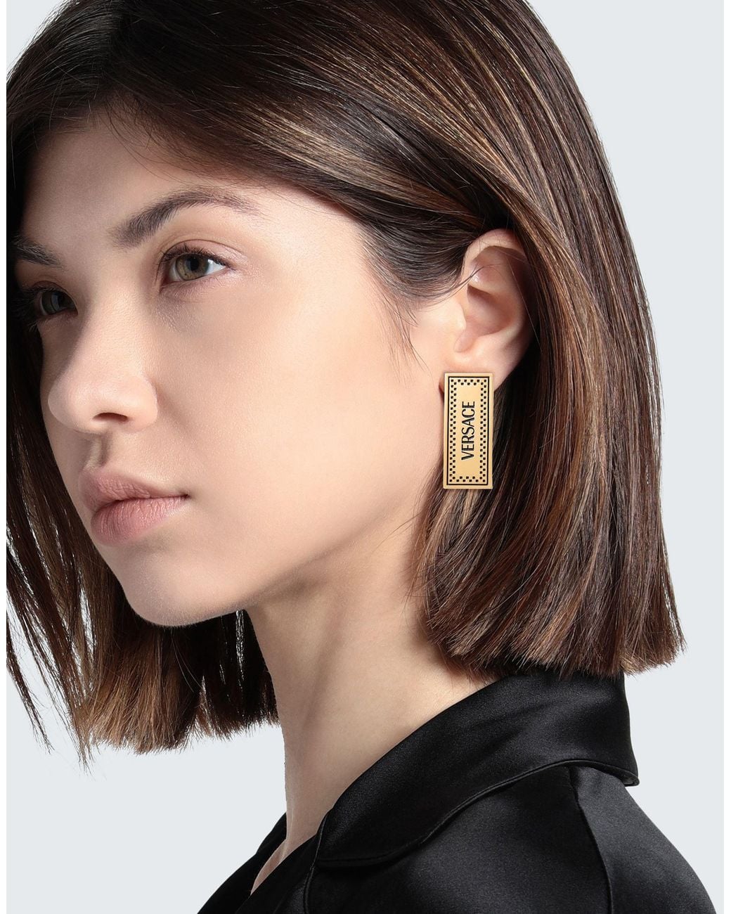 Versace Metallic Earrings Metal